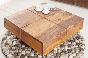 Invicta Interior - Masívny konferenčný stolík BOLT 80 cm zo Sheeshamu vyrobený ručne