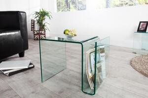 Nemecko - Extravagantný sklenený konferenčný stolík FANTOME 50 cm transparentný