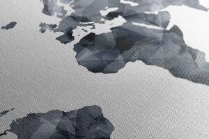 Obraz na korku polygonálna mapa sveta v čiernobielom prevedení