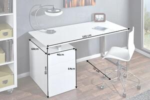 Nemecko - Dizajnový písací stôl COMPACT 160 cm, biely, vysoký lesk