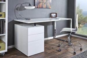 Nemecko - Dizajnový písací stôl COMPACT 160 cm, biely, vysoký lesk