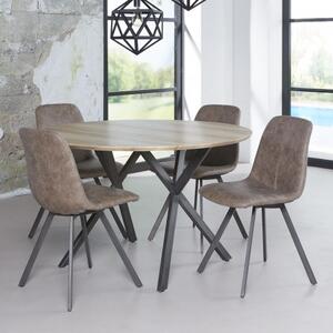 Jedálenský stôl 56-81 Ø120cm Bielený dub-Komfort-nábytok