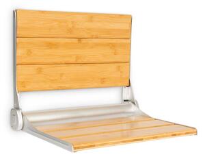 OneConcept Arielle Deluxe, sedadlo do sprchy, bambus, hliník, sklápacie, 160 kg max., drevo