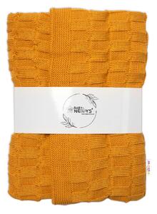 Baby Nellys Luxusná bavlnená pletená deka, dečka CUBE, 80 x 100 cm - horčicová