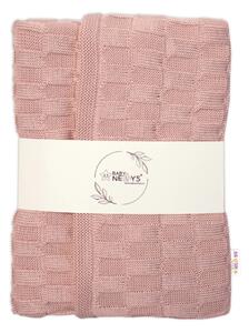 Baby Nellys Luxusná bavlnená pletená deka, dečka CUBE, 80 x 100 cm - pudrovo ružová