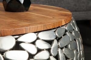 Konferenčný stôl 41433 2-Set Aluminium Silver/ Drevo Acacia-Komfort-nábytok