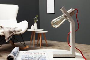 Nemecko - Priemyselná stolová lampa CEMENT STRUCTURE 30 cm šedý betón s textilným káblom