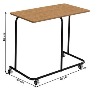 Príručný stolík na kolieskach Allyra - dub / čierna