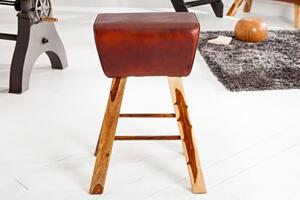 Invicta Interior - Retro barová stolička TURNBOCK 75 cm mango, s poťahom z pravej kože