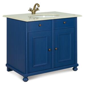 Modrá kúpeľňová skrinka s mramorovou doskou IDART 0066 M