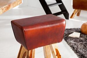 Invicta Interior - Retro barová stolička TURNBOCK 75 cm mango, s poťahom z pravej kože