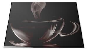Sklenená doštička abstraktný hrnček kávy - 40x30cm