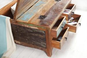 Invicta Interior - Masívny konferenčný stolík JAKARTA 70 cm so zásuvkami, recyklované drevo