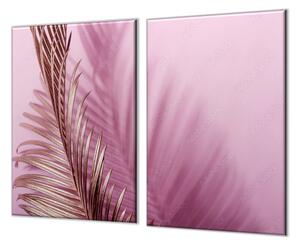 Ochranná doska ružový podklad a zlaté listy palmy - 52x60cm / ANO