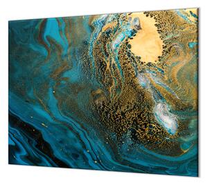 Ochranná doska abstrakcie modrej vlny so zlatým detailom - 40x40cm / ANO
