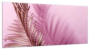 Obraz sklenený abstrakcie zlaté palmové lístie - 34 x 72 cm