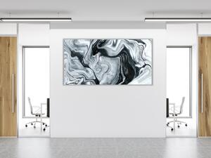 Obraz sklenený abstrakcie čierno biely mramor - 50 x 100 cm