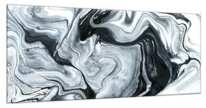 Obraz sklenený abstrakcie čierno biely mramor - 50 x 125 cm