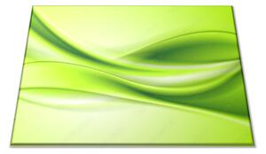 Sklenená doštička abstraktná zelená vlna s pozadím - 30x20cm