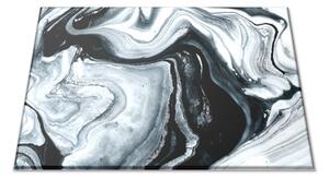Sklenená doštička abstraktný efekt mramoru čiernobiely - 30x20cm