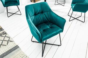 Nemecko - Exkluzívna dizajnová stolička LOFT vintage tyrkysová, zamat