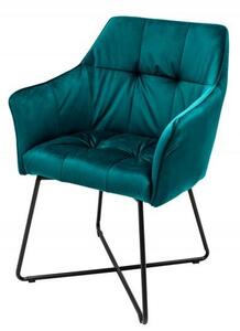 Nemecko - Exkluzívna dizajnová stolička LOFT vintage tyrkysová, zamat