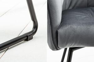Invicta Interior - Exkluzívna dizajnová stolička LOFT vintage strieborno šedá, zamat