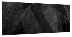 Obraz sklenený čierne pozadie so zlatými linkami - 50 x 125 cm