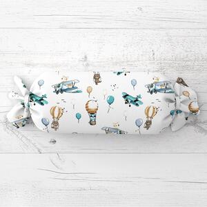Biante Detský vankúš valec bonbon Sandra SA-457 Líšky v lietadielkach na bielom 15x40 cm