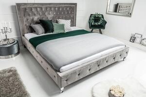 Nemecko - Manželská posteľ Chesterfield EXTRAVAGANCIA 180x200 cm strieborno šedá zamat