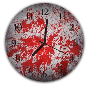 Nástenné hodiny okrúhle pr.30cm červený striekanec na šedej - plexi