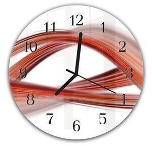 Nástenné hodiny okrúhle pr.30cm oranžovo červená vlna - plexi