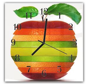 Nástenné hodiny 30x30cm mix ovocia v tvare jabko - plexi