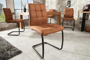 Invicta Interior - Dizajnová konzolová stolička MIAMI svetlohnedá s ozdobným prešívaním