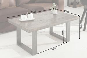 Invicta Interior - Dizajnový konferenčný stolík IRON CRAFT 100cm mango šedý