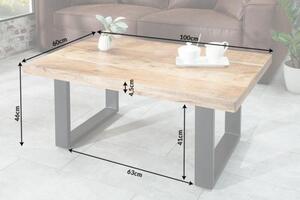 Invicta Interior - Dizajnový konferenčný stolík IRON CRAFT 100 cm mango