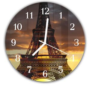 Nástenné hodiny okrúhle pr.30cm detail Eiffelové veže v Paríži - plexi