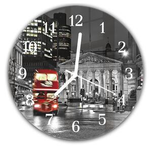 Nástenné hodiny okrúhle pr.30cm mesto Londýn a Royal Exchange - plexi
