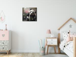 Nástenné hodiny 30x30cm medvedík panda - plexi