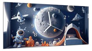 Nástenné hodiny 30x60cm maľovaná téma detský vesmír - plexi