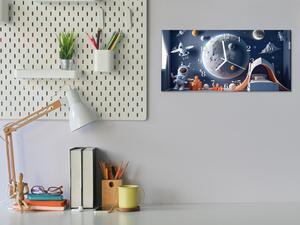 Nástenné hodiny 30x60cm maľovaná téma detský vesmír - plexi