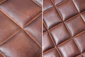 Invicta Interior - Retro taburetka RIDER 40 cm pravá koža s ozdobným prešívaním, hnedá