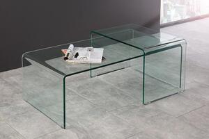 Invicta Interior - Vysoko kvalitná sada 2 sklenených konferenčných stolíkov FANTOME 100 cm transparentná