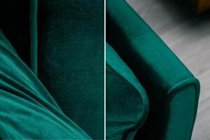 Invicta Interior - Retro rozkladacia pohovka DIVANI 215 cm smaragdovo zelená, zamat, 3-miestna