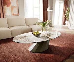 DELIFE Konferenčný stolík Edge oválny 140x80 cm keramika Minas Melange Parabi kov efektfinish titánová