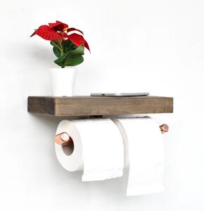 Asir Držiak toaletného papiera s policou BORU 12x30 cm smrek/medená AS1172 + záruka 3 roky zadarmo