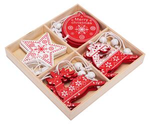 TUTUMI - sada vianočných ozdôb - 12 kusov, červená/biela