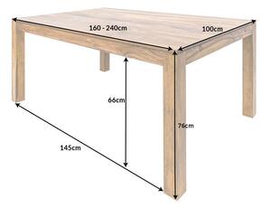 Invicta Interior - Masívny jedálenský stôl PURE 160-240 cm Sheesham s predlžovacími doskami