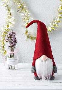 Vianočný škriatok s fúzmi 40 cm - červený