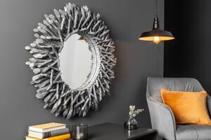Invicta Interior - Ručne vyrobené teakové zrkadlo RIVERSIDE 80 cm šedé